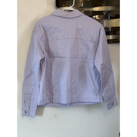 Wavvy Jacket Women Size M Purple Cotton Long Sleeve Pocket Collared Button Down - Picture 3 of 8